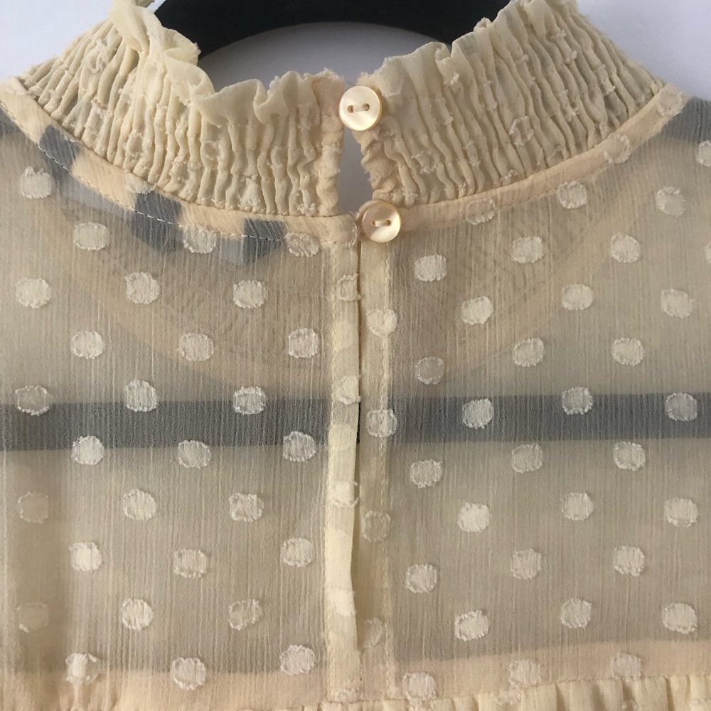 Vero Moda Butter Yellow Ruffled Swiss-Dot Blouse | Size M - Picture 8 of 9